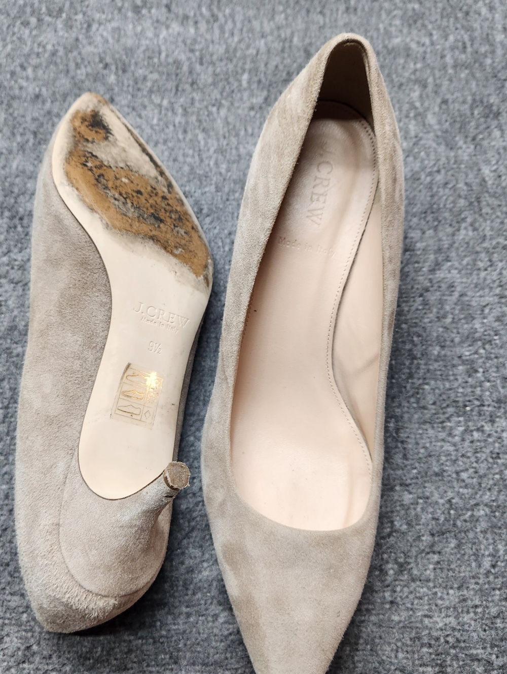 J.Crew Suede Pumps Womens‎ 9.5 Beige Pointed Toe Heels Italy - Picture 7 of 9